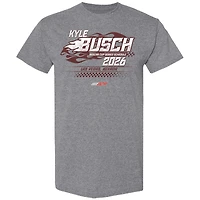 T-shirt à damier pour homme, motif sport, anthracite chiné, Kyle Busch, calendrier NASCAR 2026