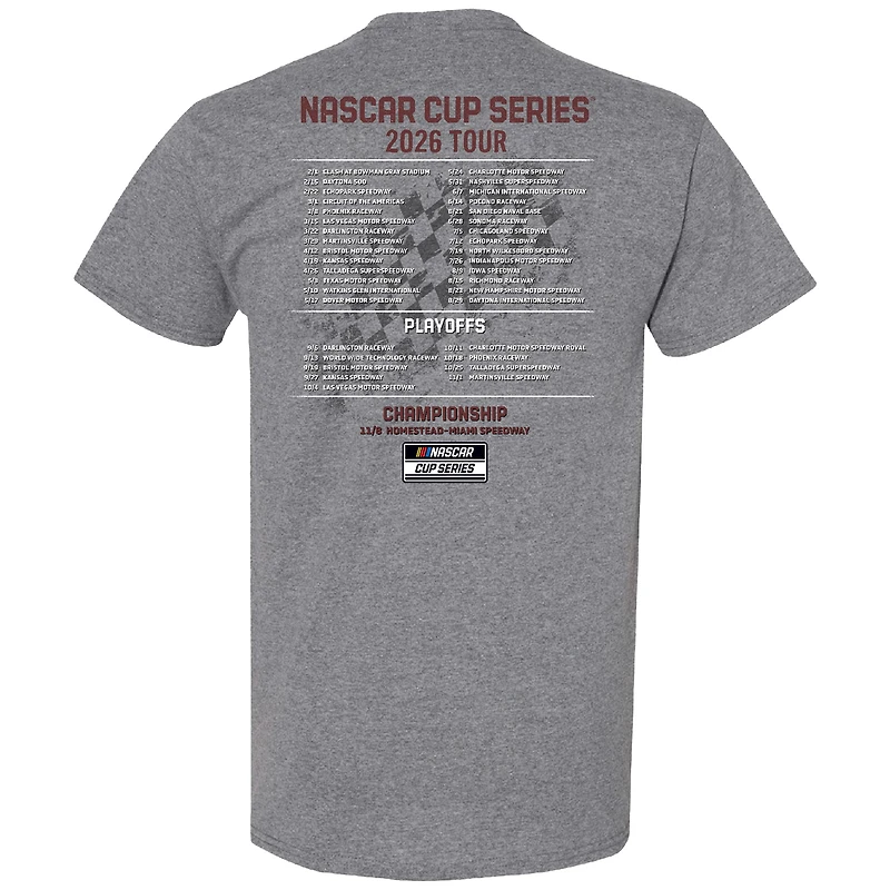 T-shirt à damier pour homme, motif sport, anthracite chiné, Kyle Busch, calendrier NASCAR 2026