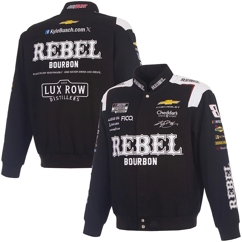 Men's JH Design Black Kyle Busch 2026 Rebel Bourbon Full-Snap Twill Racing Jacket