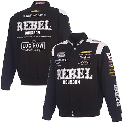 Men's JH Design Black Kyle Busch 2026 Rebel Bourbon Full-Snap Twill Racing Jacket