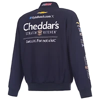 Men's JH Design Navy Kyle Busch 2026 Cheddars Full-Snap Twill Racing Jacket