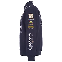 Veste de course en sergé bleu marine Kyle Busch 2026 Cheddars pour homme, modèle JH Design, fermeture à boutons-pression.