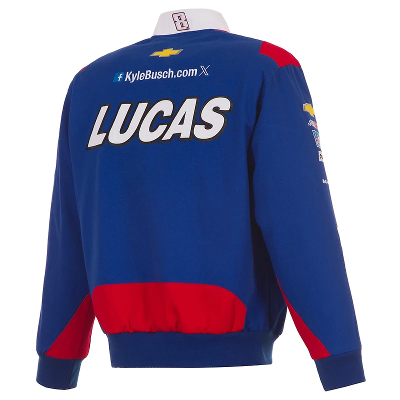Veste d'uniforme en sergé à boutons-pression Royal Kyle Busch Lucas Oil pour homme de JH Design
