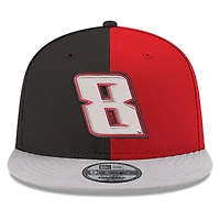 Casquette ajustable à bouton-pression fendu Kyle Busch 9FIFTY New Era pour homme, noir/écarlate