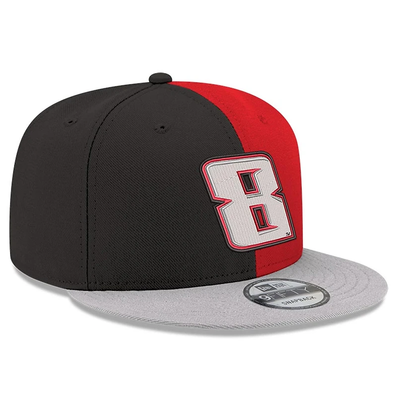 Casquette ajustable à bouton-pression fendu Kyle Busch 9FIFTY New Era pour homme, noir/écarlate