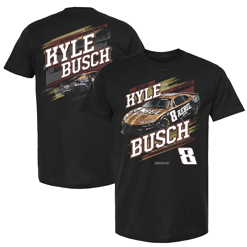 T-shirt noir pour homme de la collection Richard Childress Racing Team avec voiture Kyle Busch Cheddar