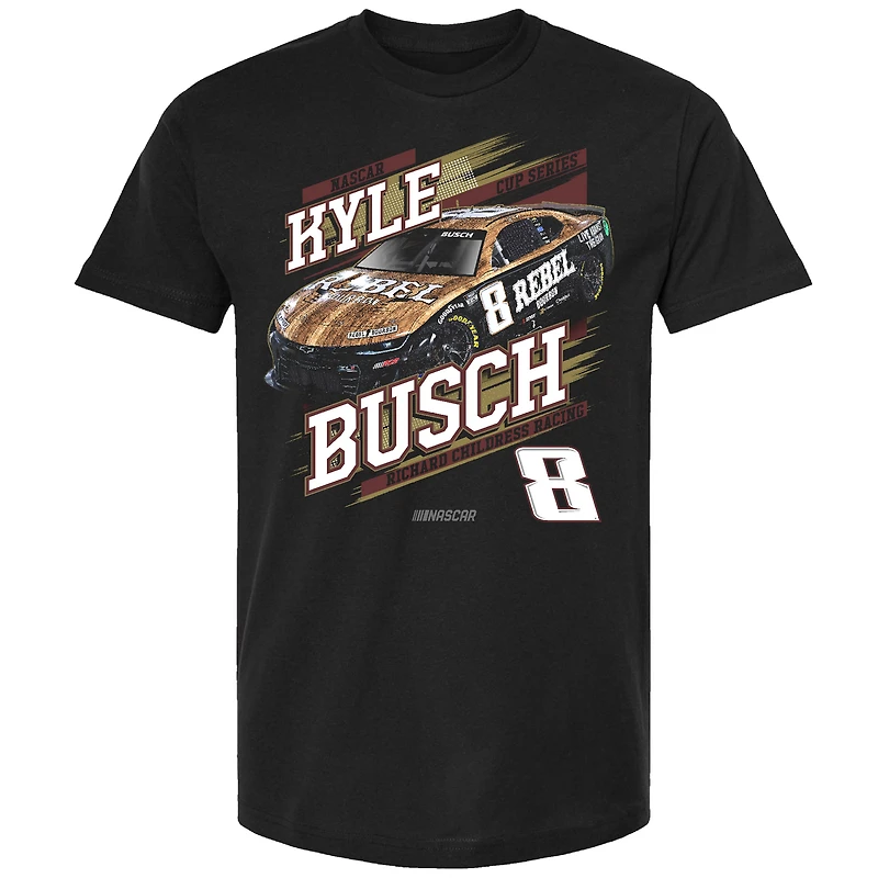T-shirt noir pour homme de la collection Richard Childress Racing Team avec voiture Kyle Busch Cheddar