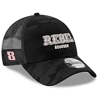 Collection Richard Childress Racing Team pour hommes, casquette réglable noire Kyle Busch Rebel Bourbon 9FORTY Trucker