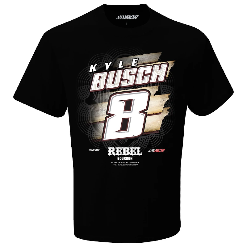 T-shirt noir Kyle Busch Rebel Bourbon Front Runner de la collection Richard Childress Racing Team pour hommes