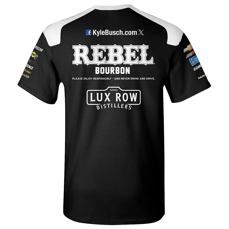 T-shirt noir pour homme de la collection Richard Childress Racing Team Kyle Busch Rebel Bourbon