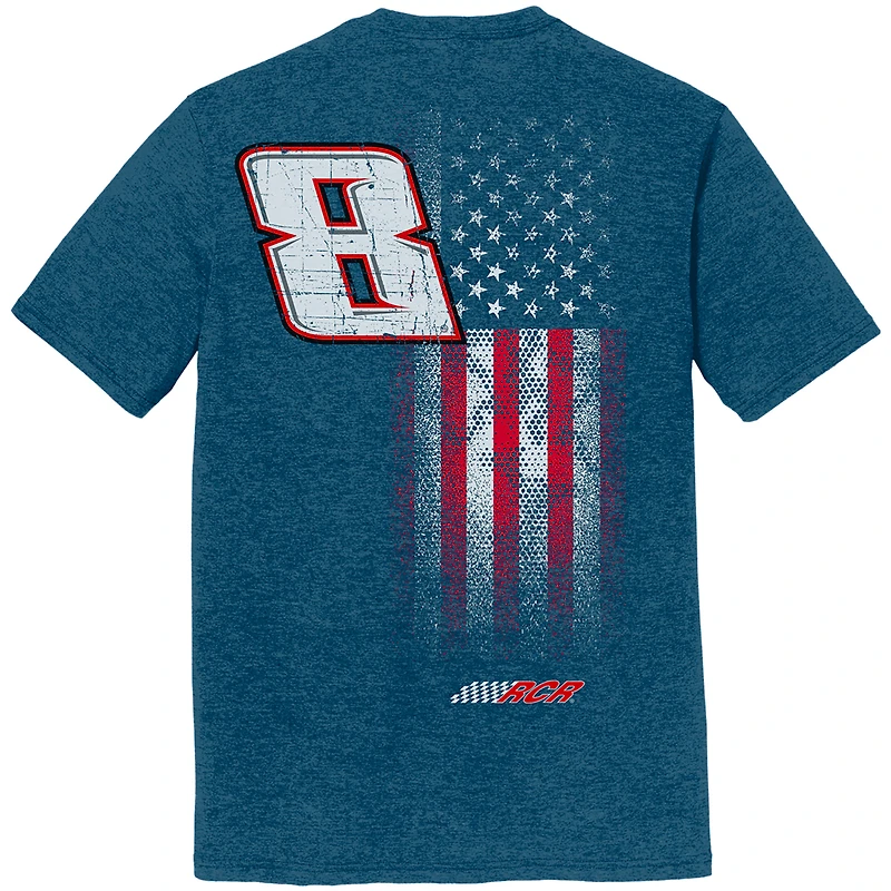 T-shirt tri-blend bleu chiné pour homme, collection Richard Childress Racing Team, motif drapeau Kyle Busch