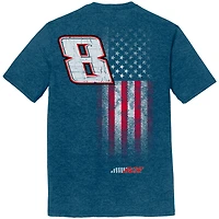 T-shirt tri-blend bleu chiné pour homme, collection Richard Childress Racing Team, motif drapeau Kyle Busch