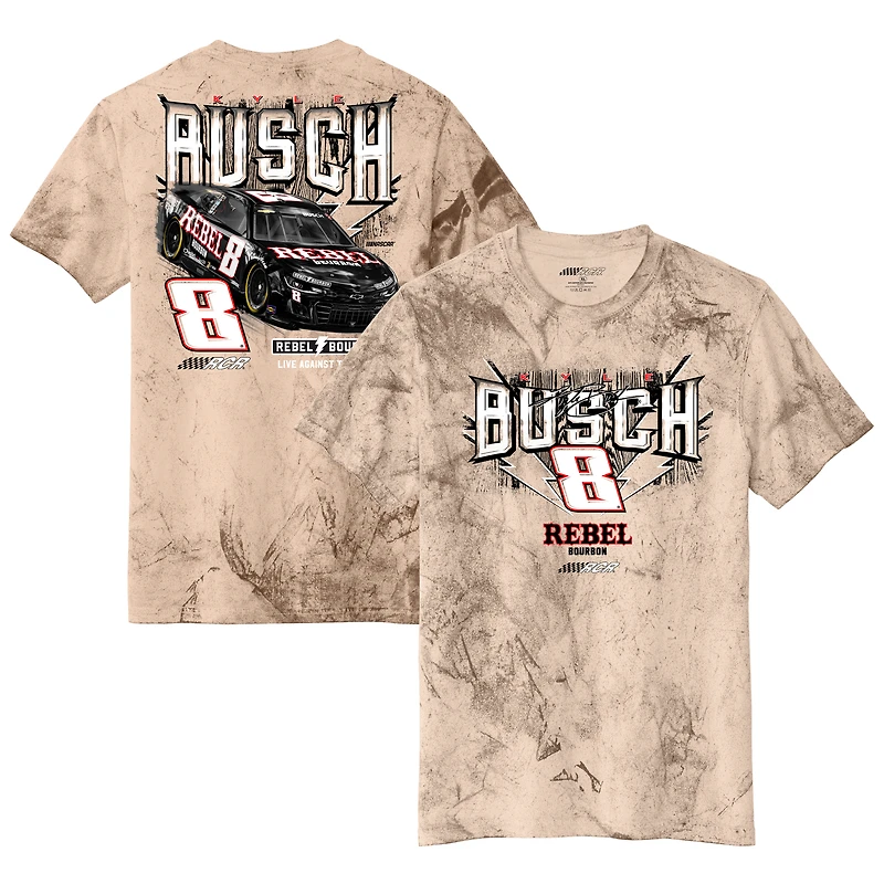 T-shirt homme Richard Childress Racing Team Collection marron clair Kyle Busch Rebel Bourbon Car Tie-Dye