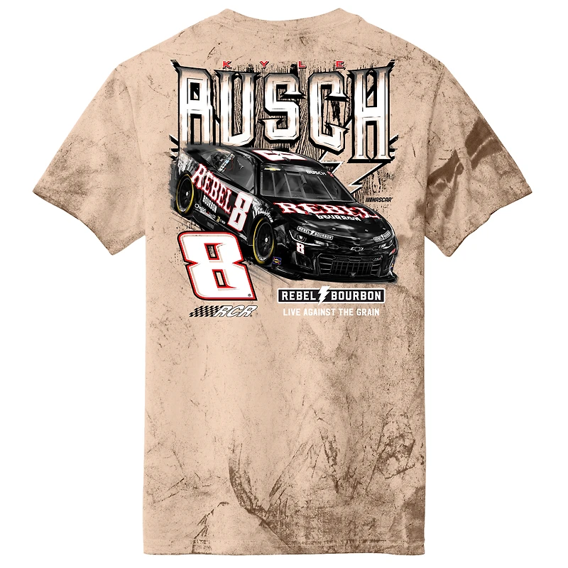 T-shirt homme Richard Childress Racing Team Collection marron clair Kyle Busch Rebel Bourbon Car Tie-Dye