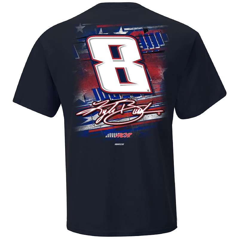 T-shirt bleu marine pour homme de la collection Richard Childress Racing Team, motif voiture patriotique Kyle Busch Cheddar