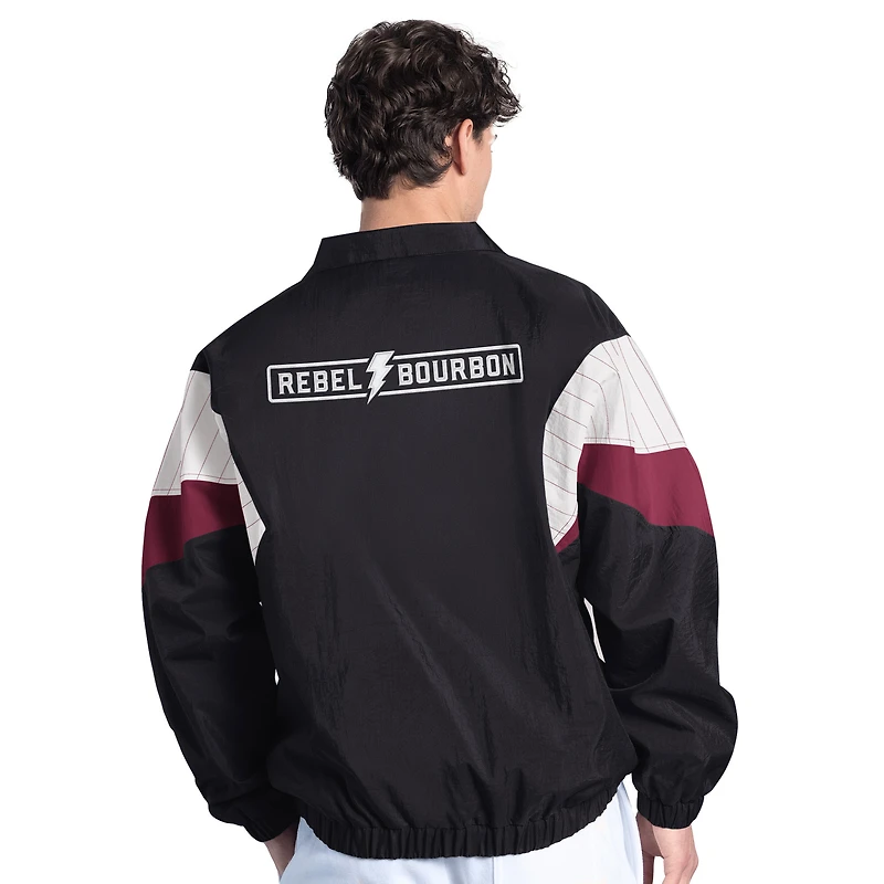Men's Starter Black/Maroon Kyle Busch Rebel Bourbon Yard Line Full-Zip Jacket