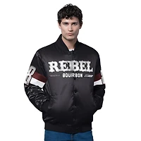 Men's Starter Black Kyle Busch Triple Option Satin Varsity Full-Snap Jacket