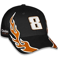 Casquette de camionneur unisexe à damier noir Kyle Busch Cheddars Flame ajustable