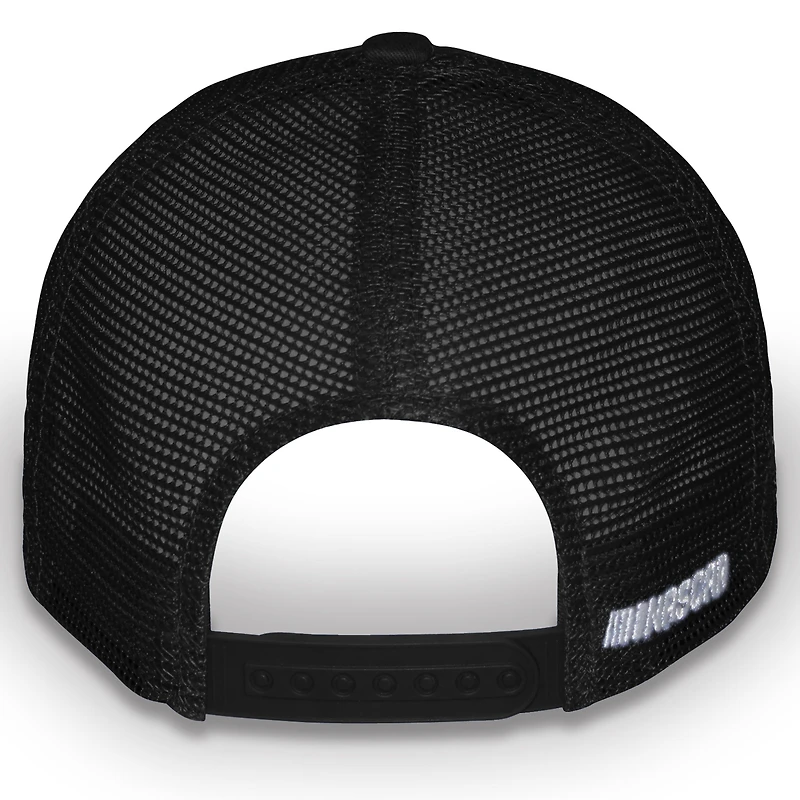 Casquette de camionneur unisexe à damier noir Kyle Busch Cheddars Flame ajustable