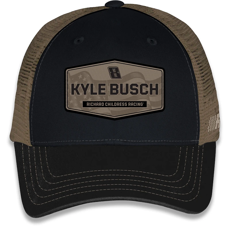 Casquette de camionneur ajustable unisexe à damier Kyle Busch Flag Sports Black