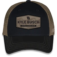 Casquette de camionneur ajustable unisexe à damier Kyle Busch Flag Sports Black