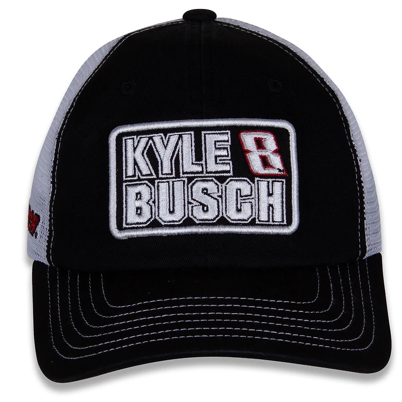 Drapeau à damier pour femme Sports noir/blanc Kyle Busch nom et numéro Patch réglable chapeau
