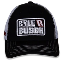 Drapeau à damier pour femme Sports noir/blanc Kyle Busch nom et numéro Patch réglable chapeau