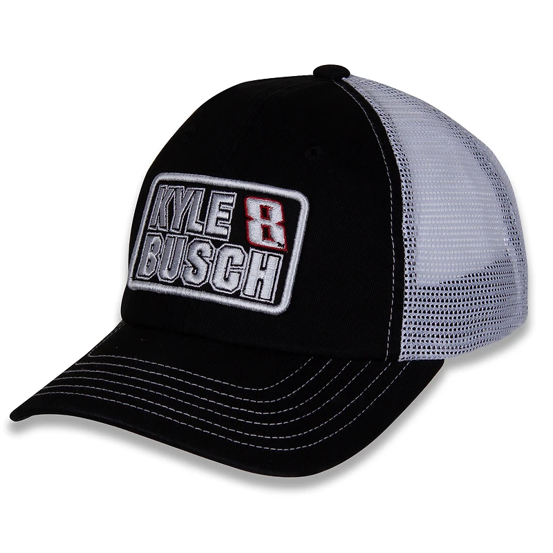 Drapeau à damier pour femme Sports noir/blanc Kyle Busch nom et numéro Patch réglable chapeau