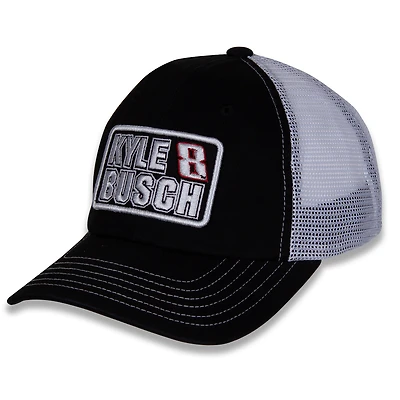 Drapeau à damier pour femme Sports noir/blanc Kyle Busch nom et numéro Patch réglable chapeau