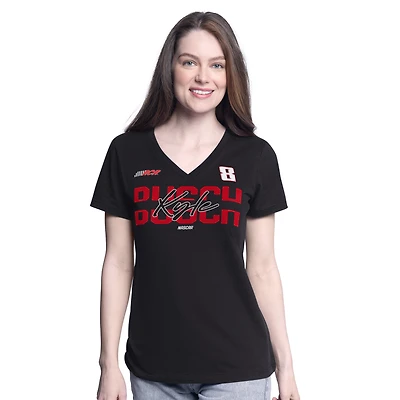 T-shirt col V noir G-III 4Her de Carl Banks pour femme avec inscription « Kyle Busch Batter Up »