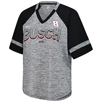 T-shirt à col en V surdimensionné G-III 4Her de Carl Banks Heather Gray Kyle Busch Hall of Fame pour femme