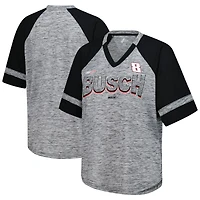 Women's G-III 4Her by Carl Banks  Heather Gray Kyle Busch Hall of Fame Oversized Raglan V-Neck T-Shirt