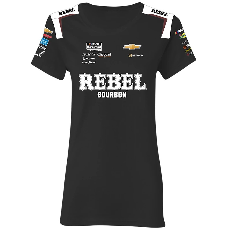 Women's Richard Childress Racing Team Collection Black Kyle Busch Rebel Bourbon Uniform T-Shirt