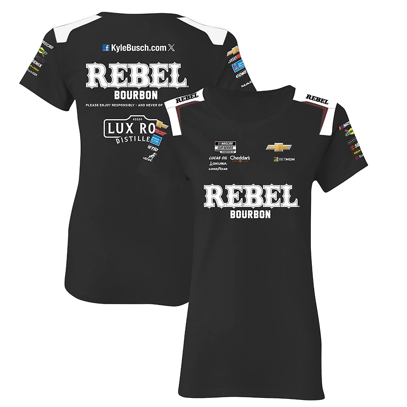 Women's Richard Childress Racing Team Collection Black Kyle Busch Rebel Bourbon Uniform T-Shirt