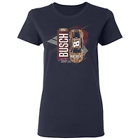 T-shirt bleu marine pour femme de la collection Richard Childress Racing Team, motif voiture Kyle Busch Cheddar