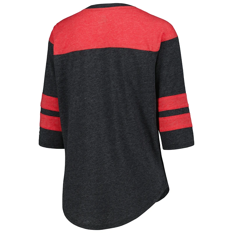 Haut Kyle Busch noir à manches 3/4 et triple mélange avec dos intégral pour femme