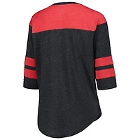 Haut Kyle Busch noir à manches 3/4 et triple mélange avec dos intégral pour femme