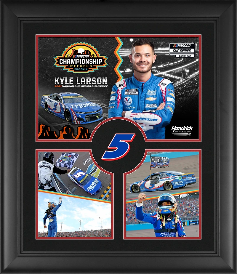 Collage encadré de Kyle Larson 20" x 24" du champion de la Coupe NASCAR 2021