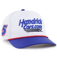 Casquette ajustable HendrickCars.com Rope Hitch pour homme, modèle 47, blanc/bleu royal, Kyle Larson brrr°