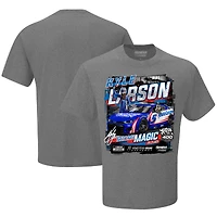 T-shirt à damier pour homme, motif sport, anthracite chiné, Kyle Larson, vainqueur de la course Straight Talk Wireless 400 2025