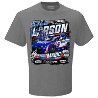 T-shirt à damier pour homme, motif sport, anthracite chiné, Kyle Larson, vainqueur de la course Straight Talk Wireless 400 2025