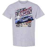 T-shirt gris chiné pour homme, Kyle Larson, vainqueur de la course AdventHealth 400 2025