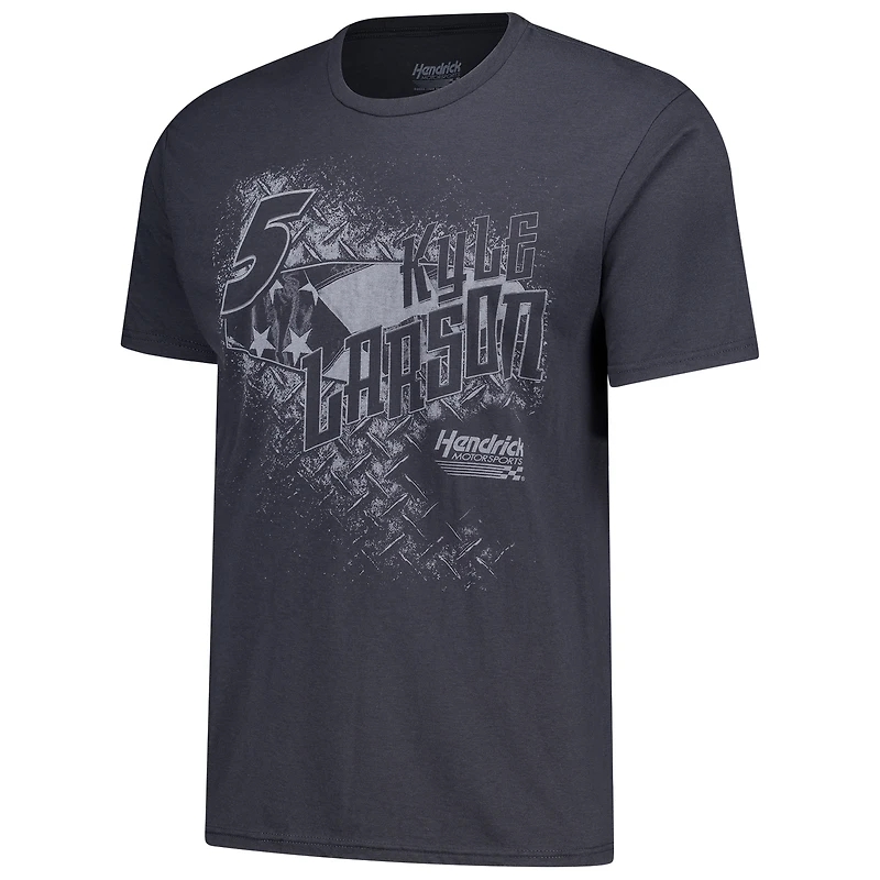 Men's Classic Ink Charcoal Kyle Larson Flag Tri-Blend T-Shirt