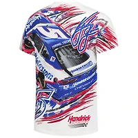 T-shirt imprimé intégral Kyle Larson blanc classique à l'encre pour homme