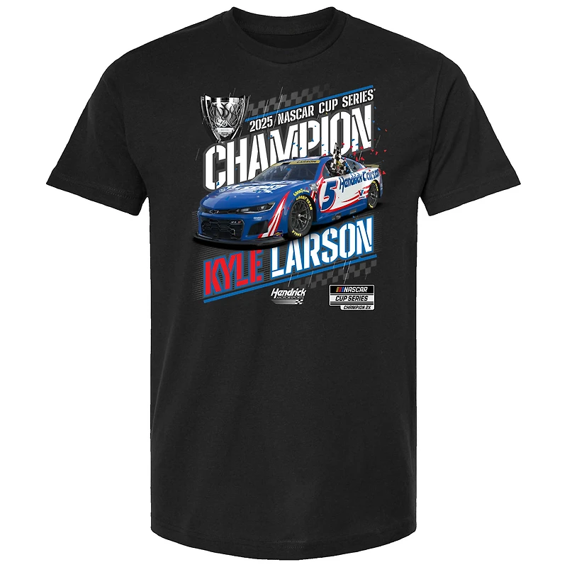 Men's Hendrick Motorsports Team Collection Black Kyle Larson 2025 NASCAR Cup Series Champion Official T-Shirt
