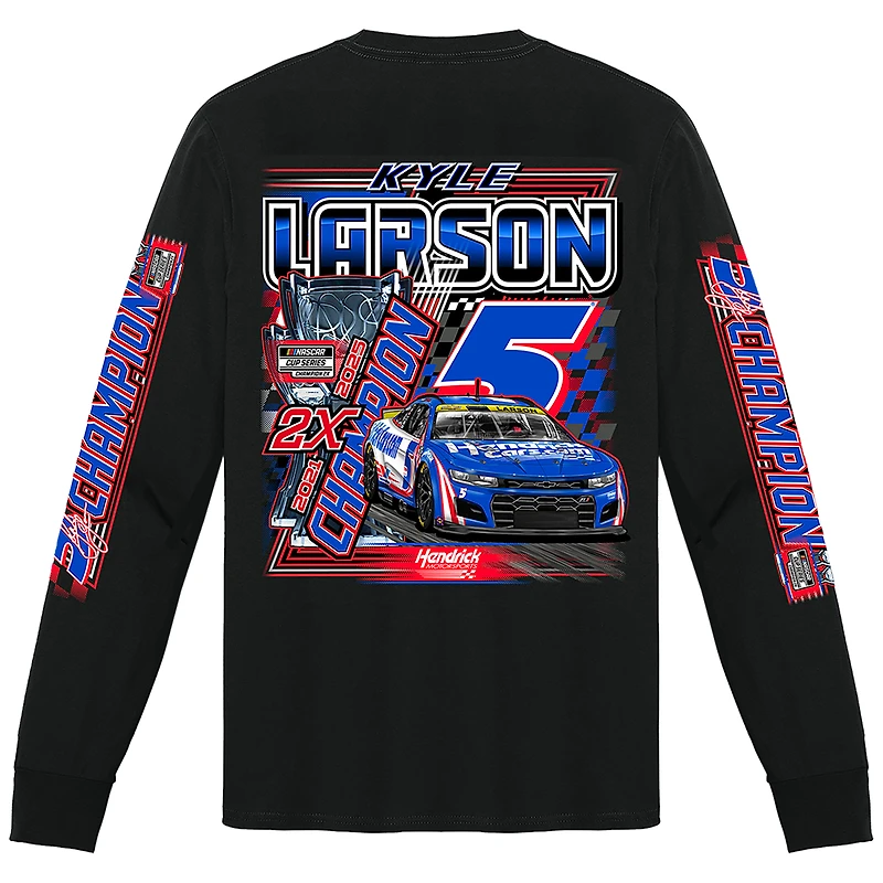 Men's Hendrick Motorsports Team Collection Black Kyle Larson Two-Time NASCAR Cup Series Champion Long Sleeve T-Shirt