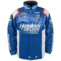 Collection Hendrick Motorsports Team pour hommes, bleu Kyle Larson HendrickCars.com Veste d'uniforme en nylon à boutons-pression complets