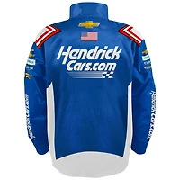 Collection Hendrick Motorsports Team pour hommes, bleu Kyle Larson HendrickCars.com Veste d'uniforme en nylon à boutons-pression complets