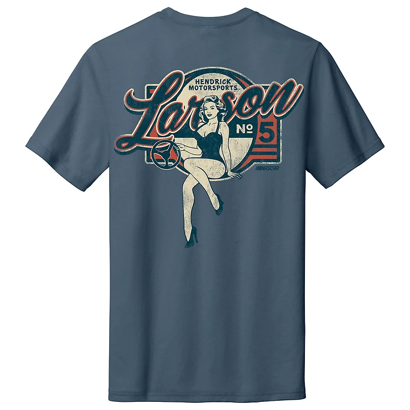 T-shirt bleu à trois mélanges Kyle Larson Pinup de la collection Hendrick Motorsports Team pour homme