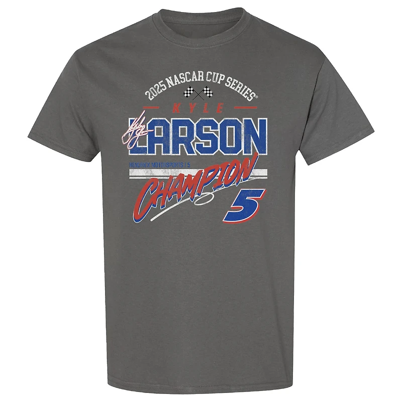 Men's Hendrick Motorsports Team Collection Charcoal Kyle Larson 2025 NASCAR Cup Series Champion Banner T-Shirt